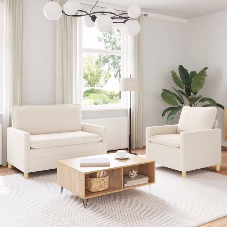 Set di 2 divani moderni vidaXL in tessuto beige con struttura in metallo per il tuo soggiorno
