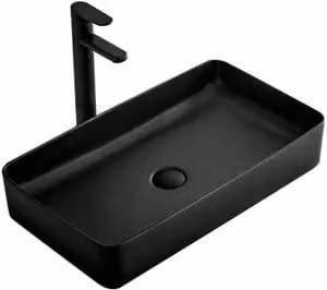 Lavello da bagno Piano di lavoro lavabo rettangolo 61x35cm in ceramica; nero
