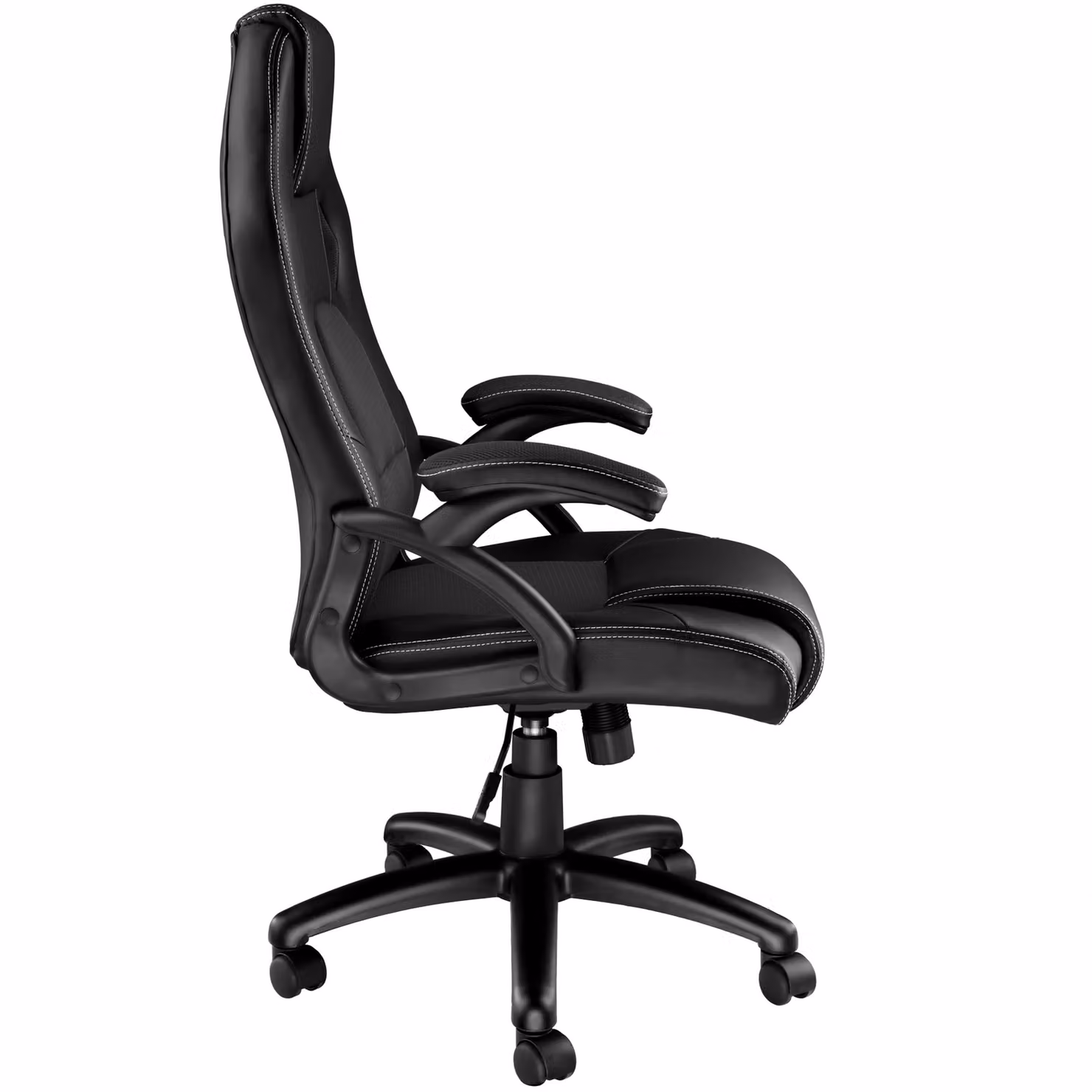 Sedia da ufficio ergonomica Tectake Tyson in ecopelle nera con ruote e braccioli, L/P/H: 65.0 x 66.0 x 121.5 cm – 2