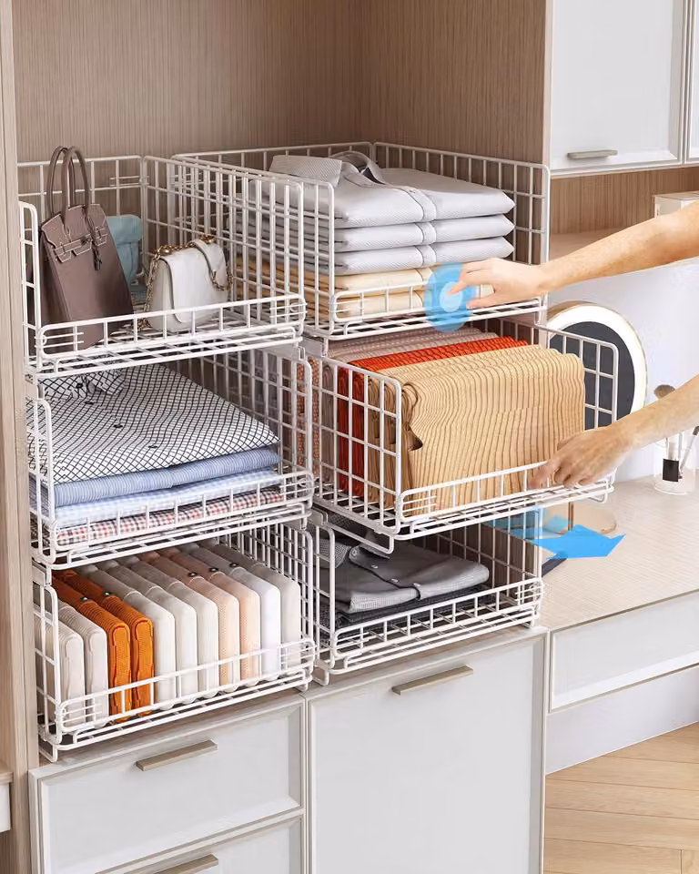 Organizzatore per armadio, set da 6 pezzi, bianco, adatto per l'armadio e la cucina