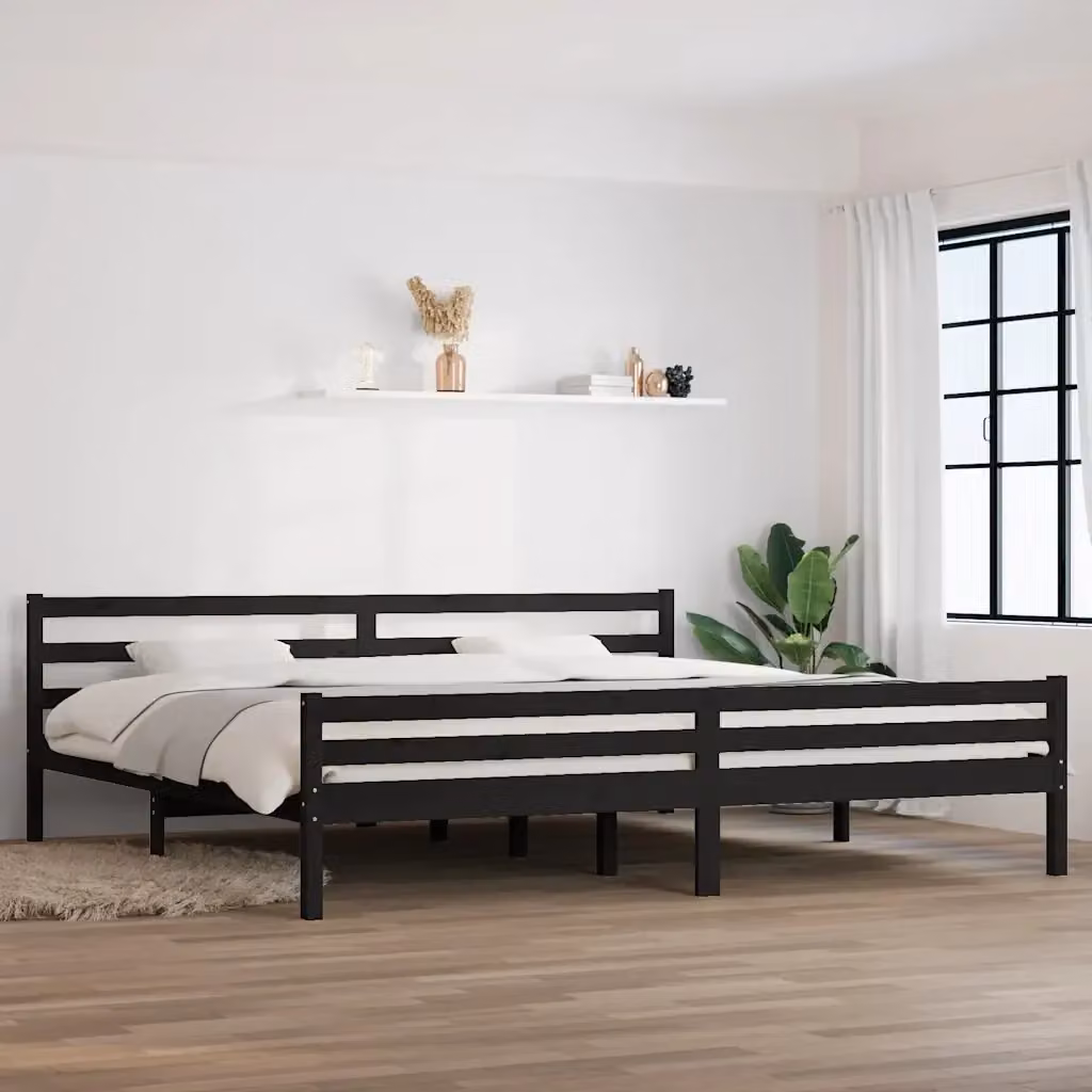 Letto matrimoniale in legno massello di pino nero con struttura rigida L/P/H: 200 x 200 x 69,5 cm – 2