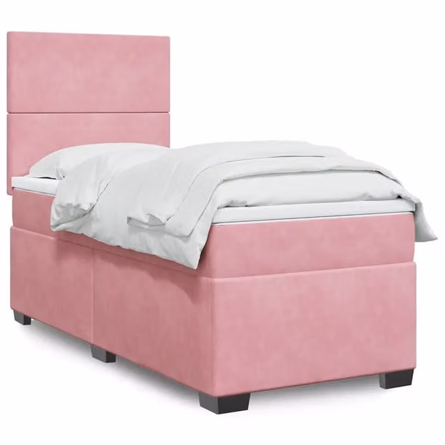 Giroletto a Molle con Materasso Rosa 100x200 cm in Velluto 3293133
