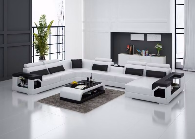 Ledersofa Couch Wohnlandschaft Ecksofa Eck Garnitur Design Modern Sofa G8010