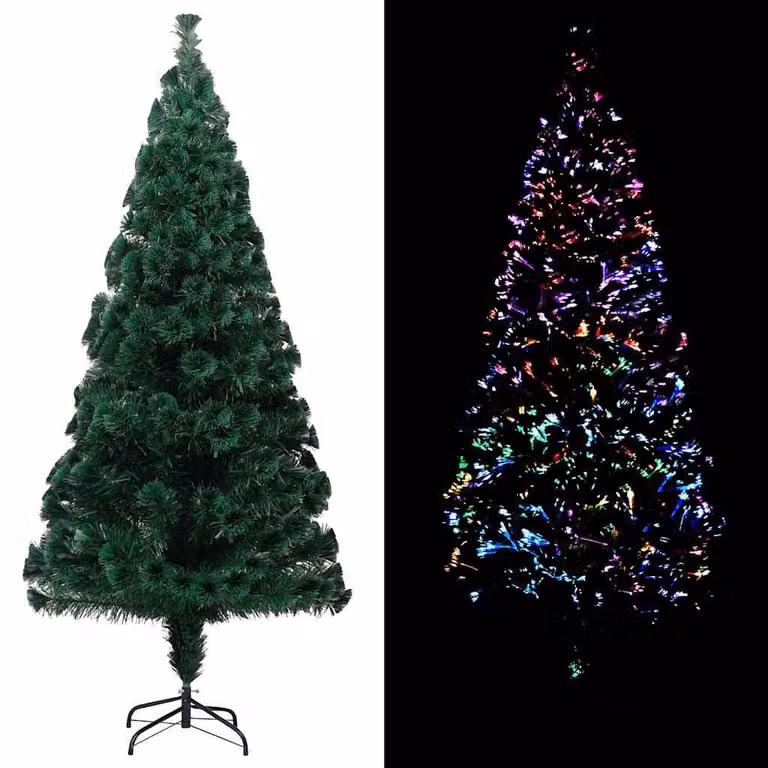 Albero di Natale con LED RGB e Fibra Ottica vidaXL, Verde, Altezza: 180 cm
