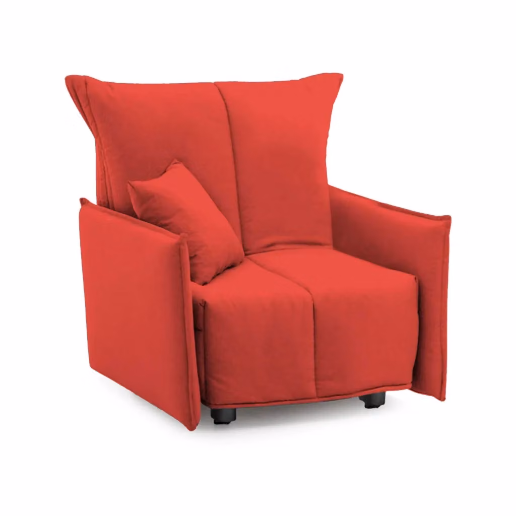 Divano Letto Atlantis Talamo Italia, Divano Singolo con Apertura a Carrello e Braccioli, Tessuto Imbottito, Colore Rosso, L: 110 cm, P: 90 cm, H: 85 cm – 2