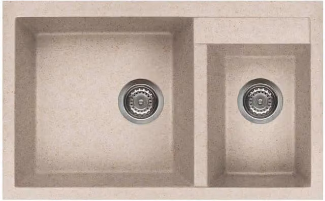 Lavello Elleci Incasso 2 vasche 81,5x50 Quadra 440 Granitek Avena LGQ44051