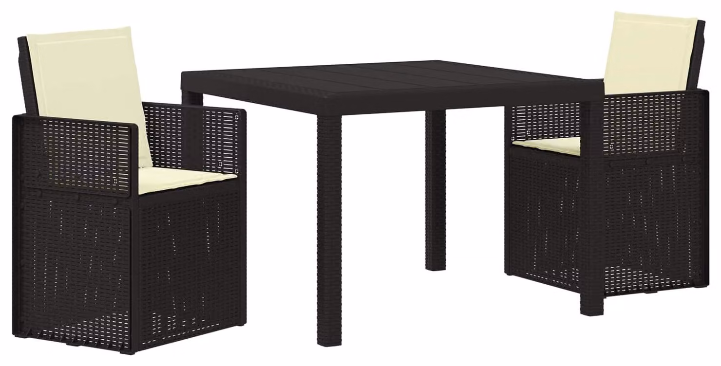 Set da Pranzo per Giardino 3 pcs Antracite e Crema PP