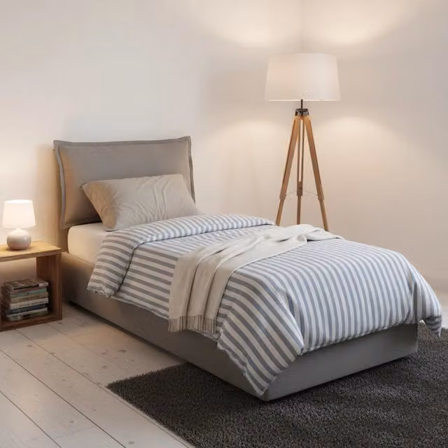 Letto singolo contenitore Aphrodite Talamo Italia con rivestimento in tessuto grigio e apertura laterale, adatto per materasso 80x190 cm – 1