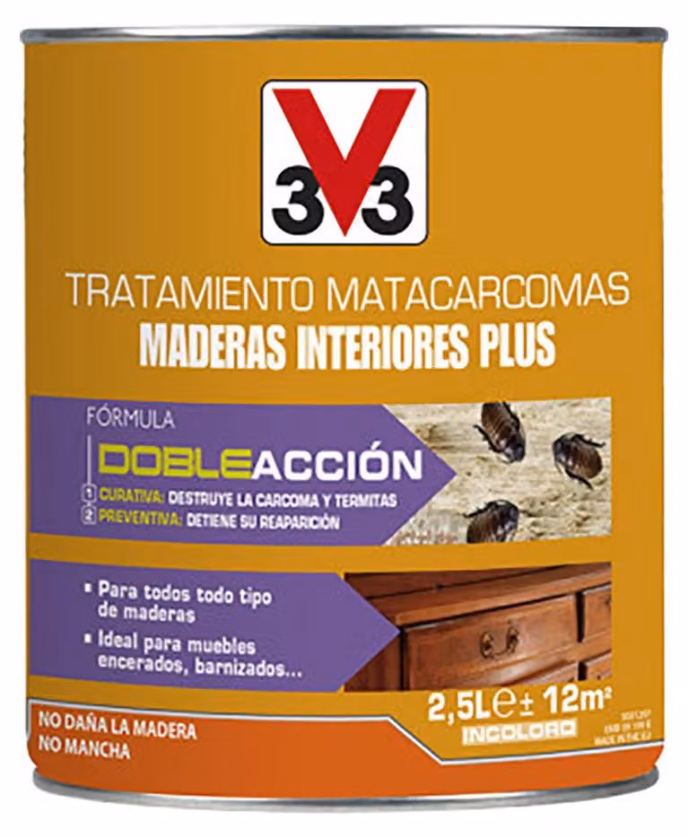 V33 Trattamento per legno da interni Plus: elimina in profondità tarli e larve - V33