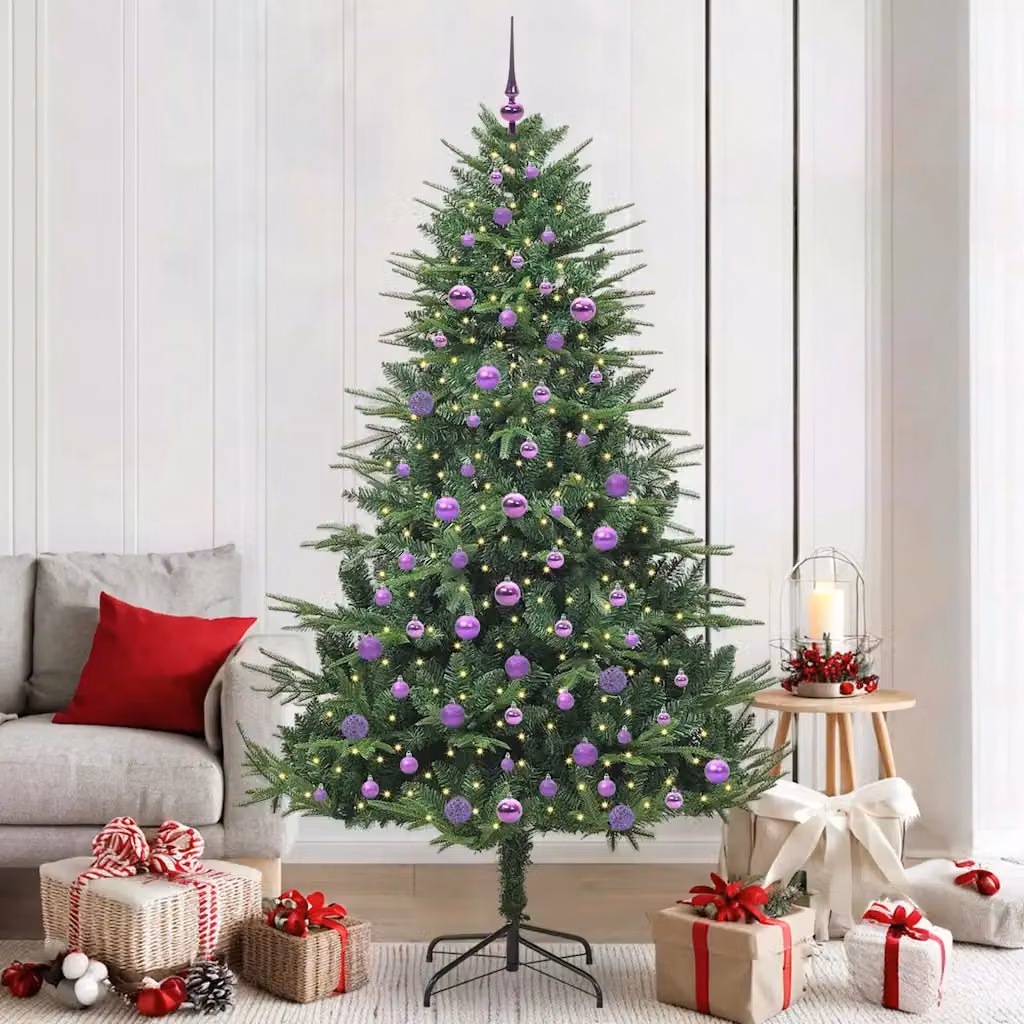 vidaXL Albero di Natale Artificiale Pre-illuminato con Set di Palline