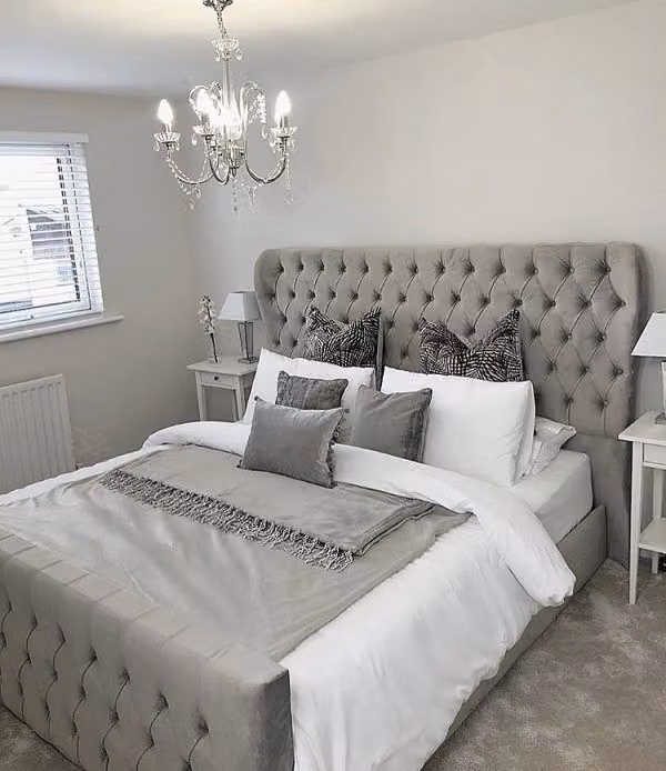 Chesterfield Designer Bett Schlafzimmer Leder Polster 140/160/180/200 cm