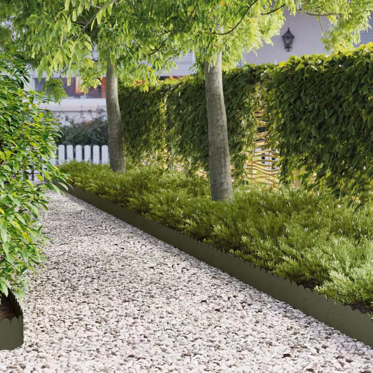 Set di 30 bordure per prato vidaXL in acciaio colore verde oliva, 103 x 20 cm