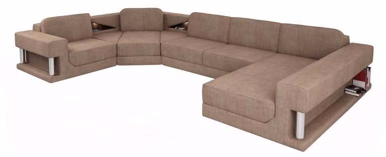 U-Form Bettfunktion Couch Design Polster Textil Eck Wohnlandschaft Ecksofa Stoff