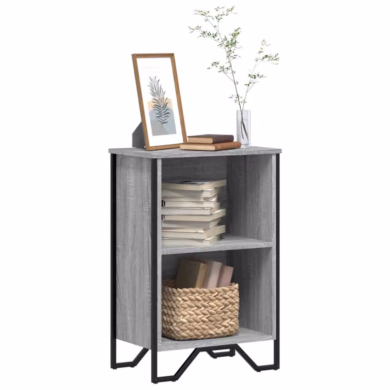 Libreria moderna vidaXL in legno e metallo Grigio, sospesa a parete, L 50 cm x P 31 cm x H 74,5 cm
