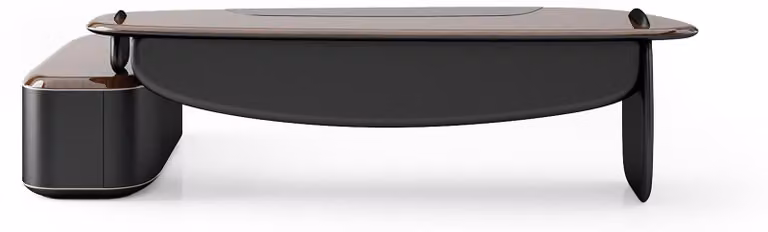 Brauner Holzschreibtisch im eleganten Design für Homeoffice