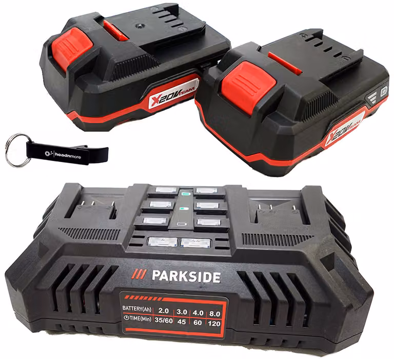 PARKSIDE® Caricabatterie doppio 20 V PDSLG 20 incl. 2 batterie (2 Ah)