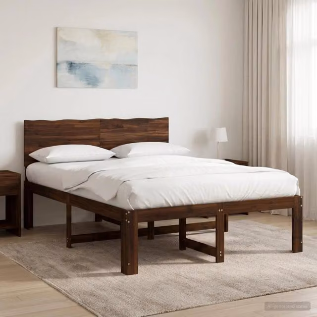 Letto matrimoniale ROSTOCK vidaXL in legno di acacia marrone scuro L/P/H: 140 x 190 x 91 cm