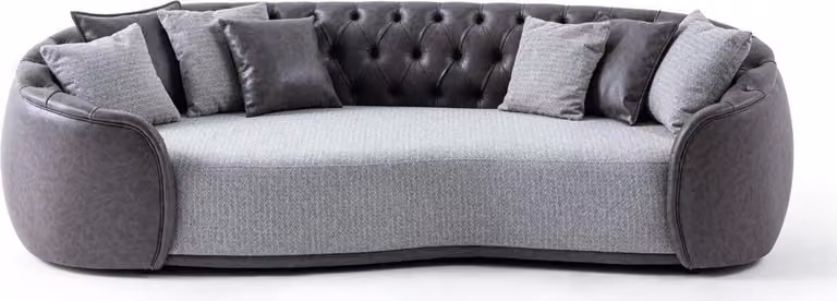 Chesterfield Dreisitzer Sofa 3 Sitzer Grau Stoffsofa Stoff Polstersofa