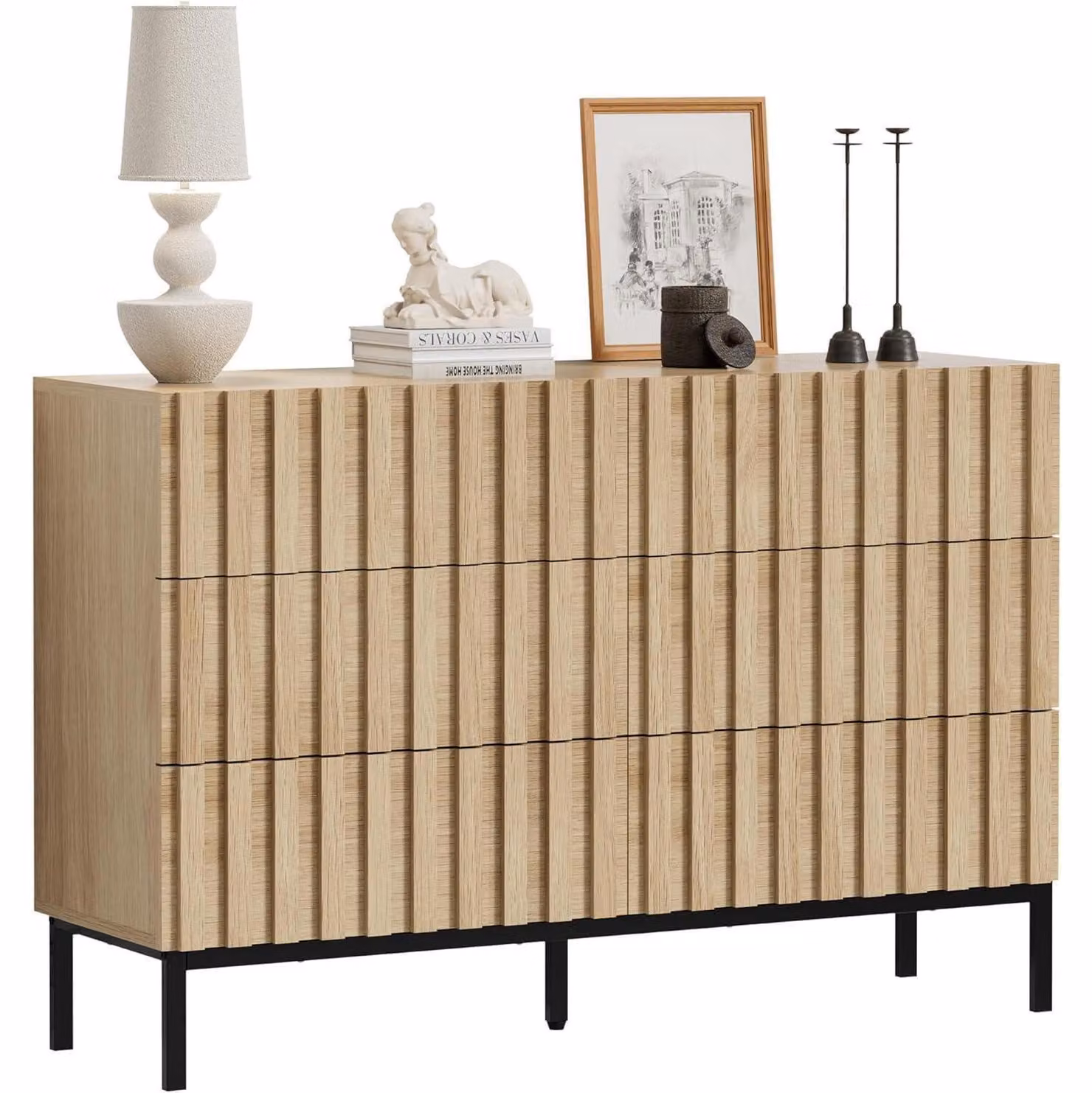Comodino con 6 cassetti, dimensioni 73,4 x 34,5 x 100 cm, colore naturale
