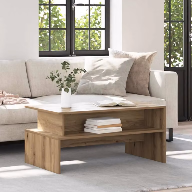 Tavolino da salotto moderno vidaXL in rovere marrone L: 90 cm, P: 55 cm, H: 42,5 cm