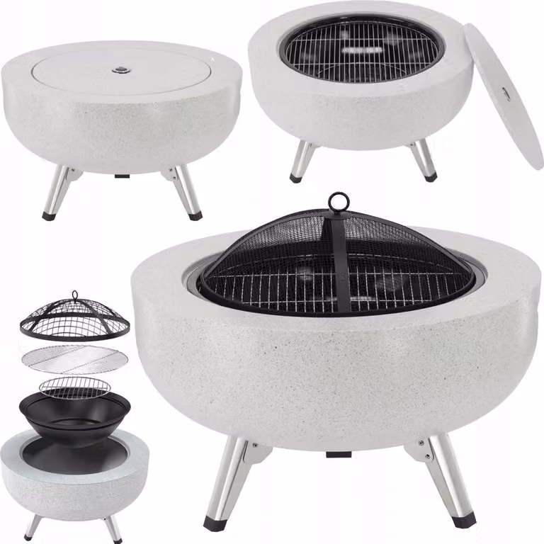 Braciere, barbecue, tavolo da giardino 64,5 cm con griglia 43,5 cm + parascintille