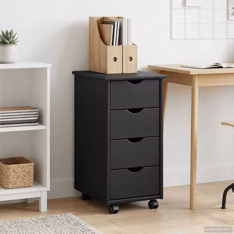 Carrello mobile con ruote vidaXL in legno di pino massello, L/P/H: 34 x 39 x 65,5 cm