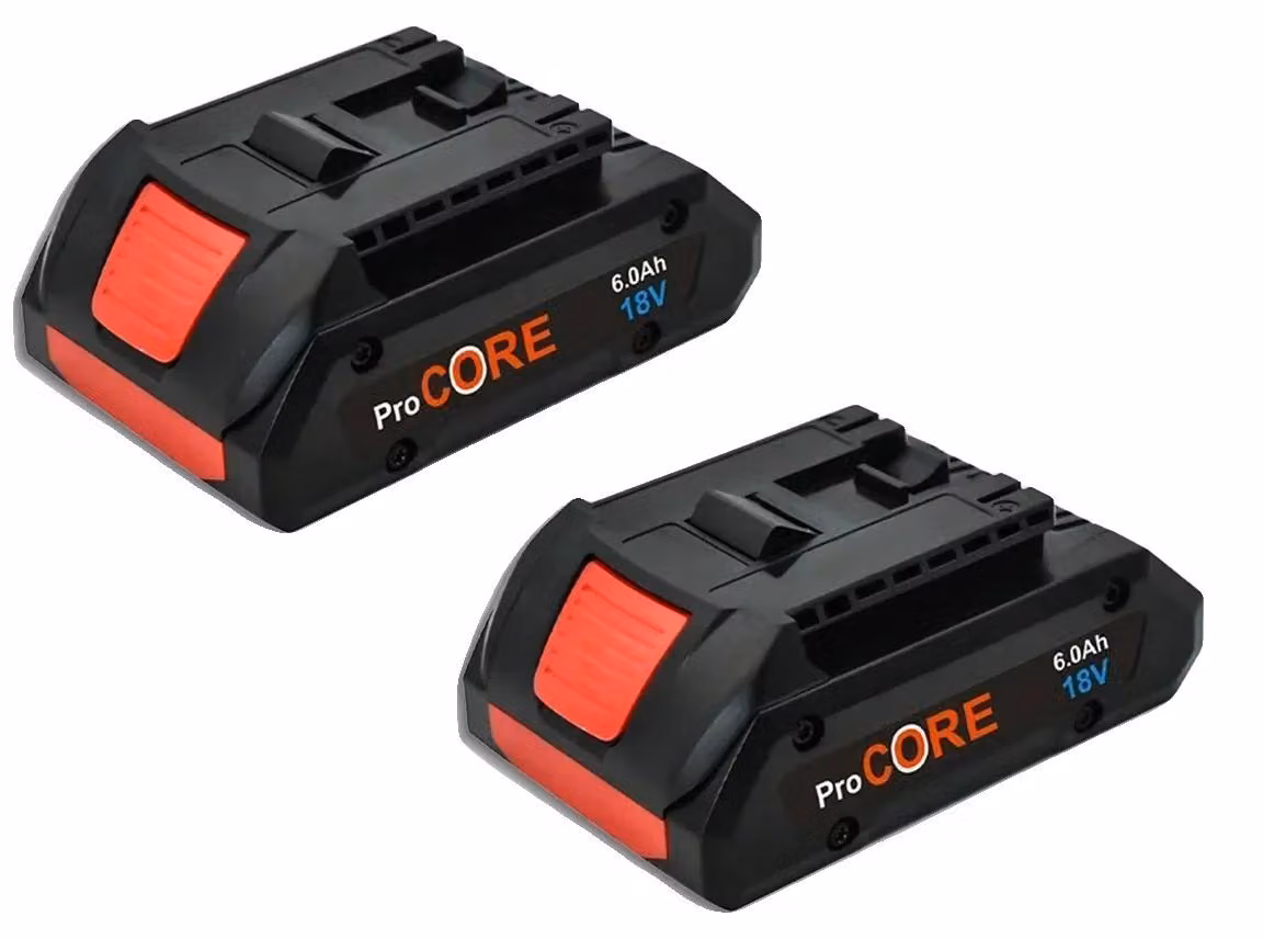 Batterie di ricambio, capacità 6,0Ah, compatibili con utensili da 6,0Ah, confezione da 2 pezzi