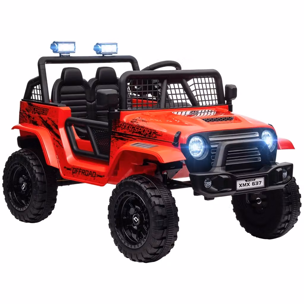 Auto Elettrica per Bambini 12V con Telecomando, Sospensioni, Luci LED e Clacson, in Plastica e Metallo, Colore Rosso – 2