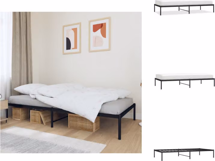 vidaXL Struttura letto in metallo nero 100x200 cm - Letti e strutture letto