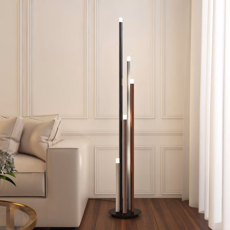 Lampada da terra a LED Stoika Lucande, dimmerabile, Nero, Soggiorno / Sala da pranzo, Metallo, Moderno, Lampada LED da terra