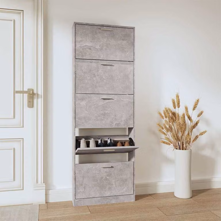 Scarpiera moderna vidaXL in legno multistrato grigio opaco L: 59 cm, P: 17 cm, H: 169 cm