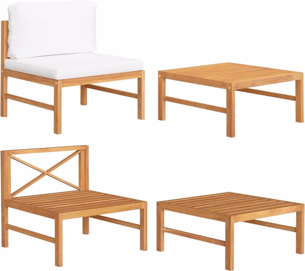 Maison Exclusive - Set da giardino a 2 pezzi con cuscini color crema e legno di teak
