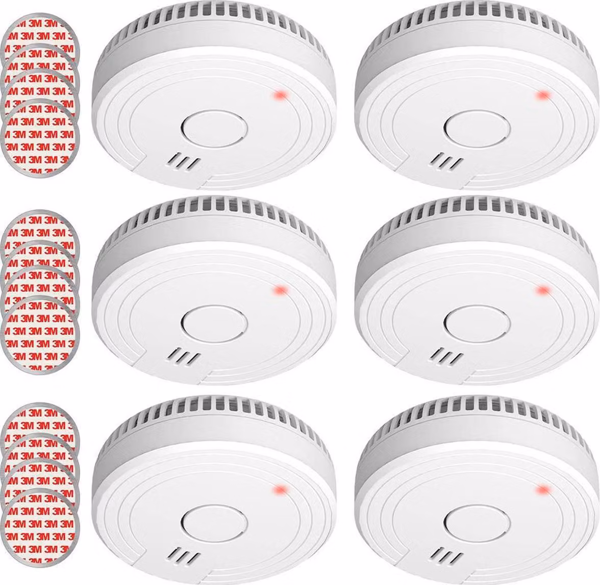 set di 6 rivelatori di fumo FS1805M ELRO DIN 14604 con batteria e supporto magnetico