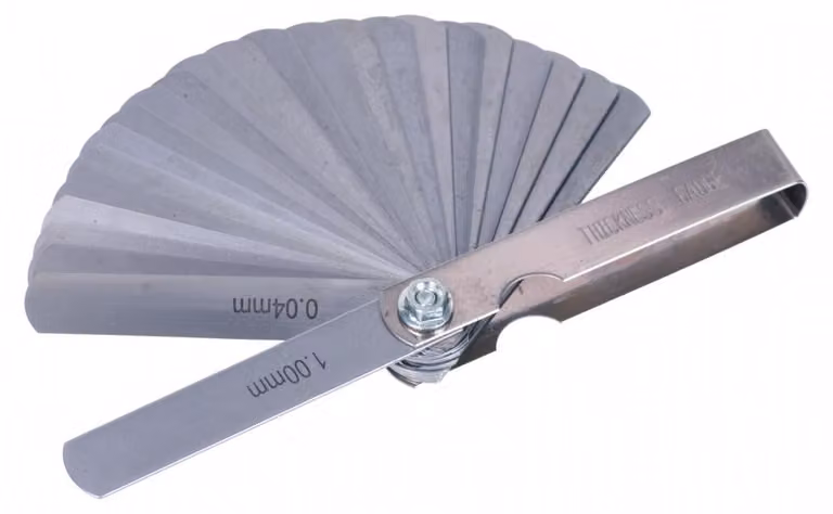 Set-kit spessimetri lame acciaio, per misurare larghezza spessore dimensioni, per la misurazione e la regolazione della distanza tra gli elettrodi delle candele,25 pezzi 0, 04–1 mm