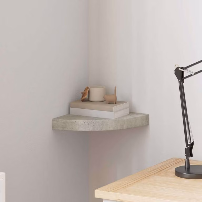 vidaXL Mensola Angolare Moderna in MDF e Metallo Grigio L/P/H: 25 x 25 x 3,8 cm