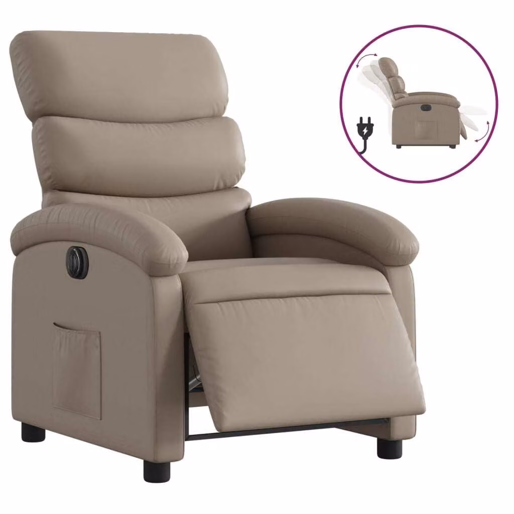 Poltrona Reclinabile Elettrica Cappuccino in Pelle finta