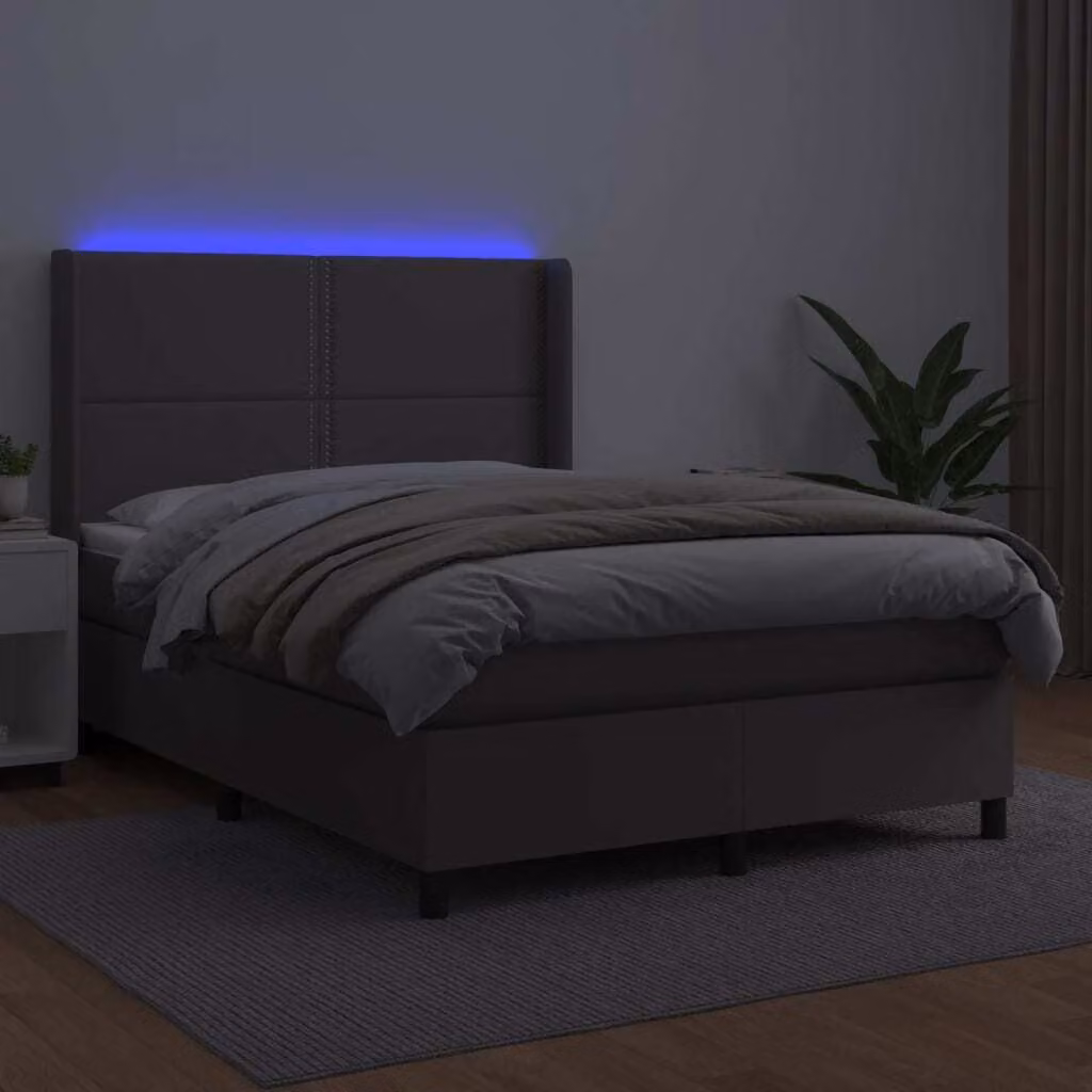 Maison Exclusive - Giroletto Molle con Materasso e LED Grigio 140x200cm Pelle finta