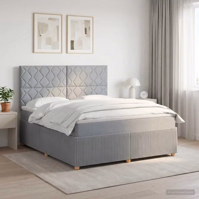 Letto box spring con materasso vidaXL Grigio Chiaro L/P: 180 x 200 cm
