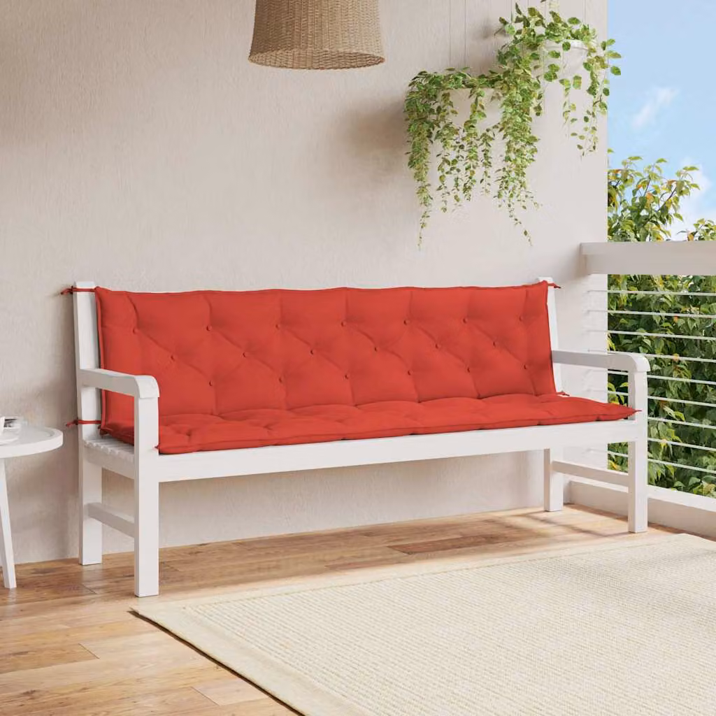 Set di 2 cuscini per panca vidaXL rossi in tessuto Oxford impermeabile e traspirante L/P/H: 200 x 50 x 7 cm