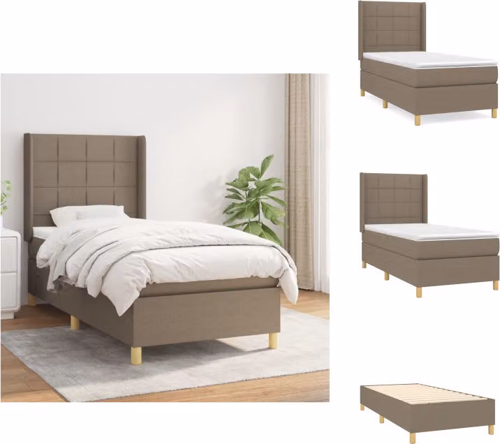 vidaXL Letto a molle con materasso Taupe 90x200 cm in tessuto - Letti e strutture letto