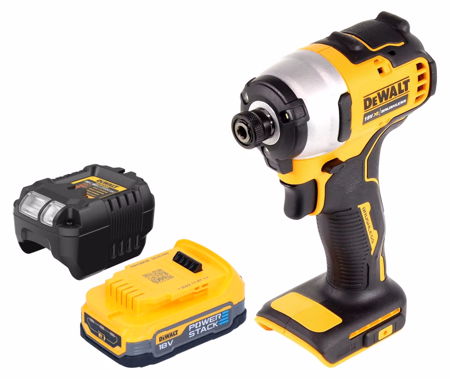 Avvitatore a impulsi a batteria DeWalt DCF 809 E1 18 V 190 Nm 1/4" senza spazzole + 1x batteria Powerstack 1,7 Ah + caricatore