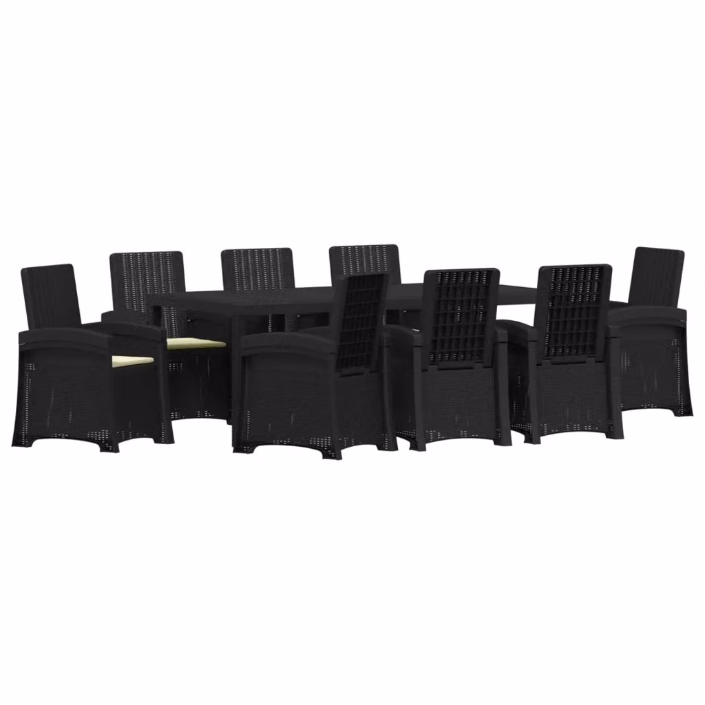 Set da pranzo da giardino moderno vidaXL in polyrattan da 9 pezzi, colore antracite e beige – 2
