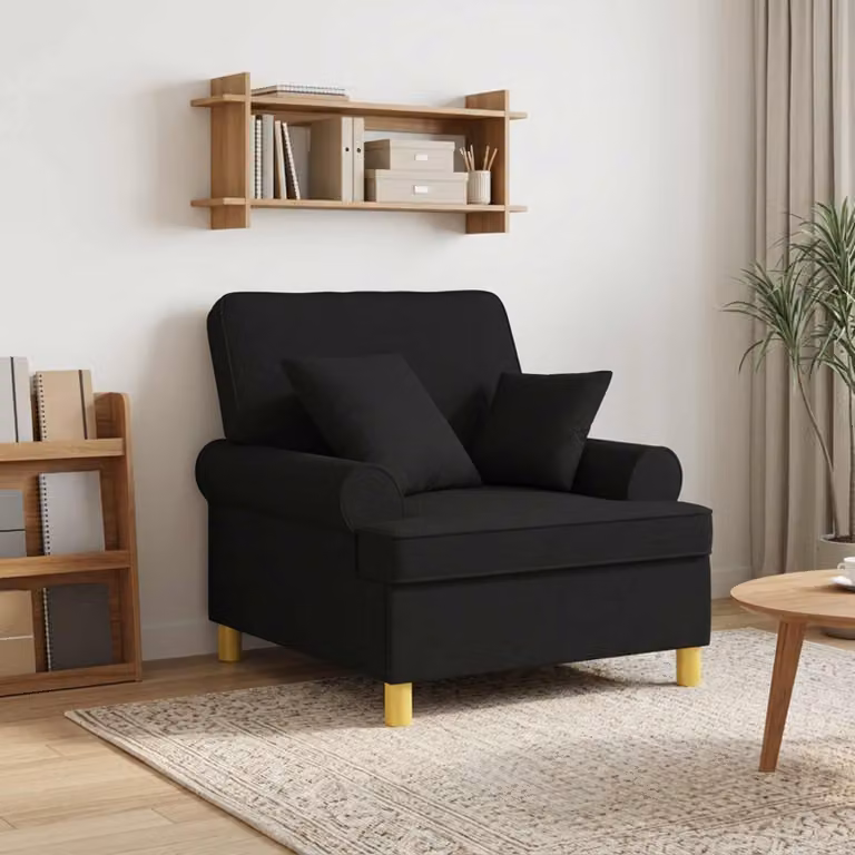 Poltrona relax XL vidaXL con cuscini in tessuto nero