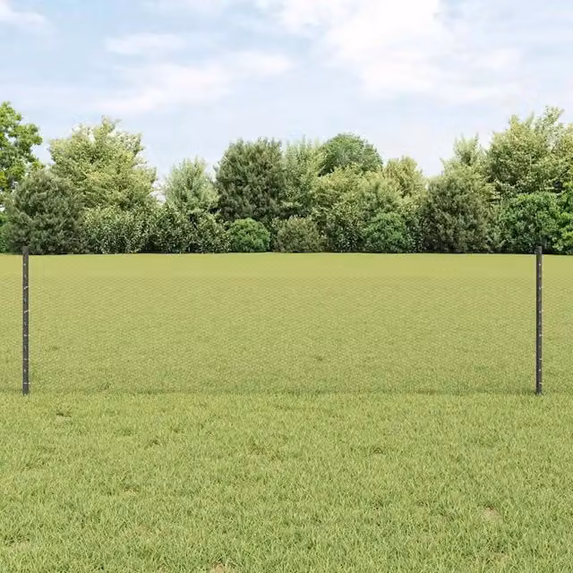Recinzione esagonale con palo 100 x 0,5 m Grigio Rete 3336917