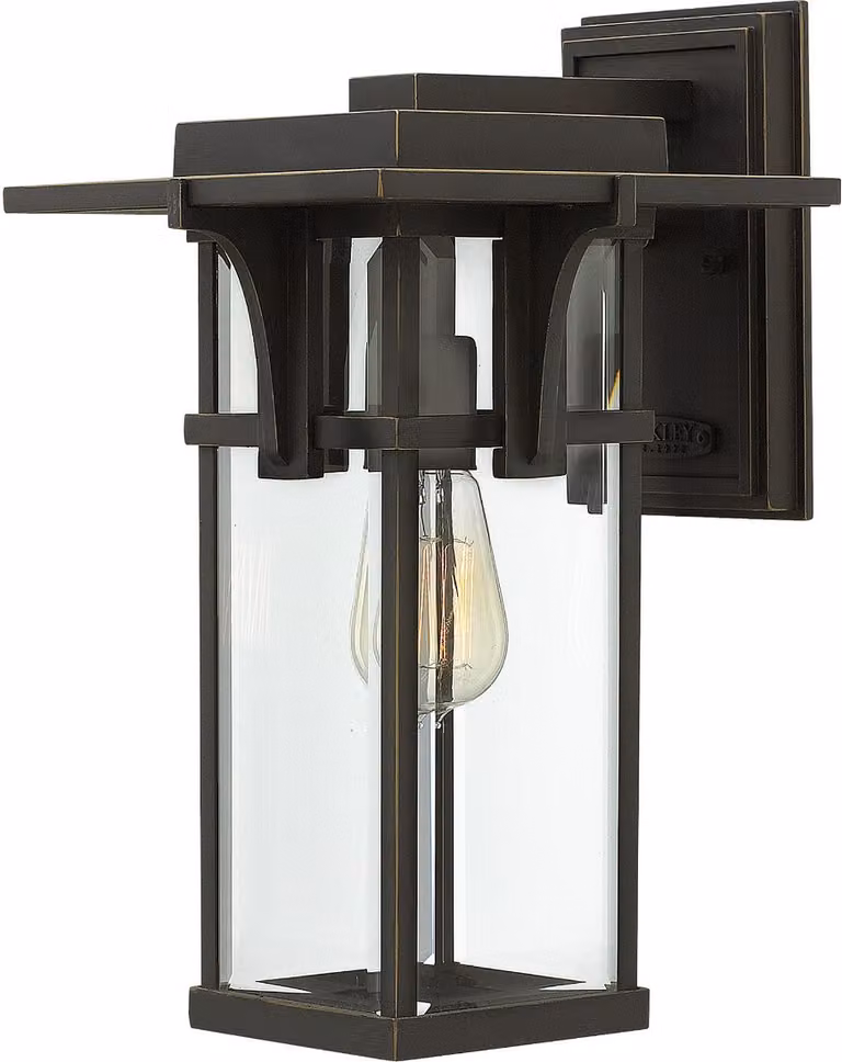 Applique da esterno Manhattan, finitura bronzo oliato, 1xE27x60W, alluminio, dimensioni: 38,1x23,5x26 cm, IP44, Hinkley