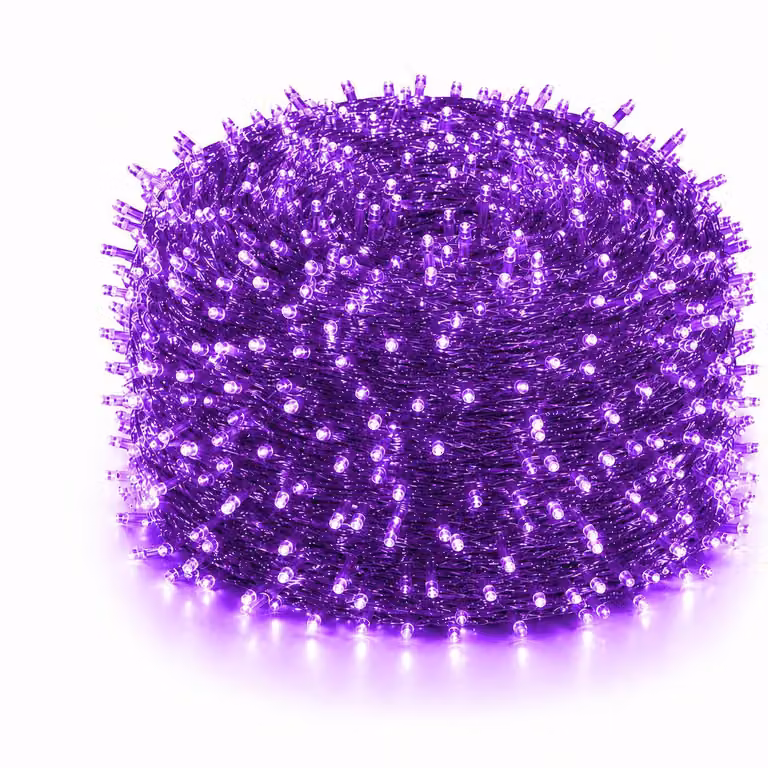 100M 1000LEDs 8 Modes Fairy Lights Elettricità LED Natale Fairy Lights Cavo trasparente Camera Decorazione Luce Festa Giardino Albero di Natale Illuminazione, Viola