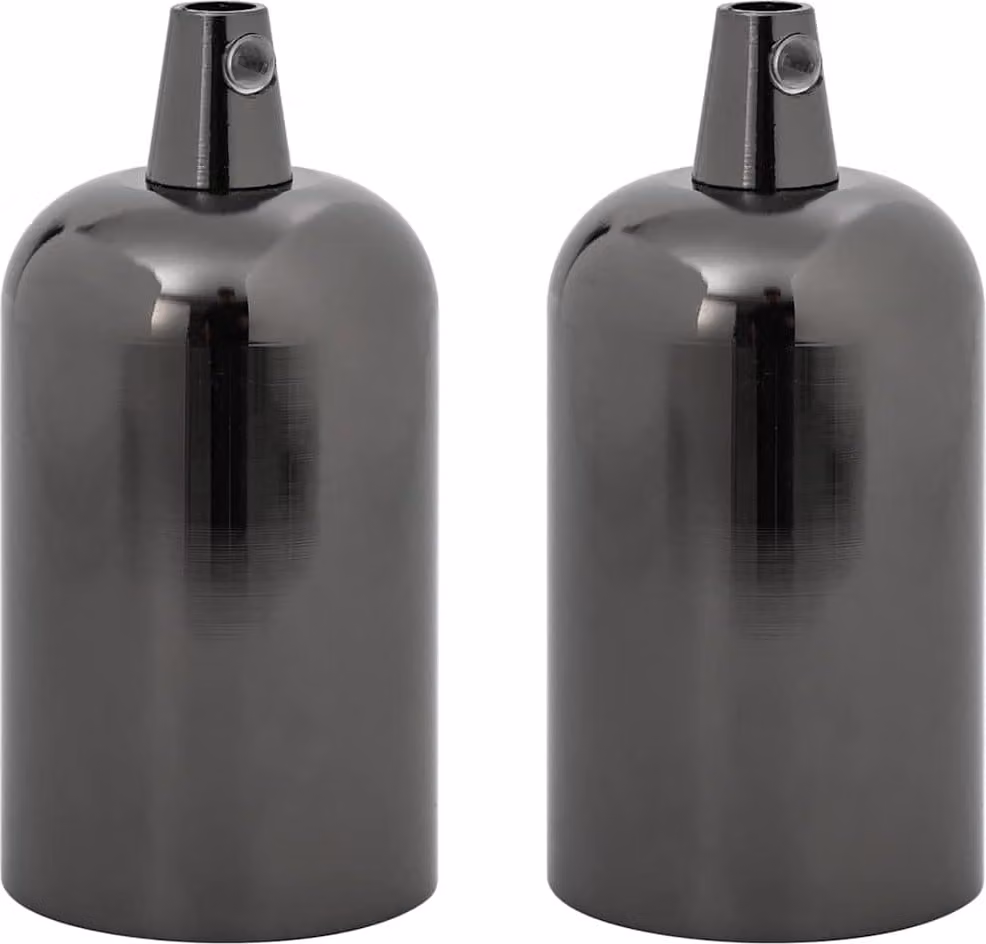 Portalampade 2 pz Nero Lucido E27