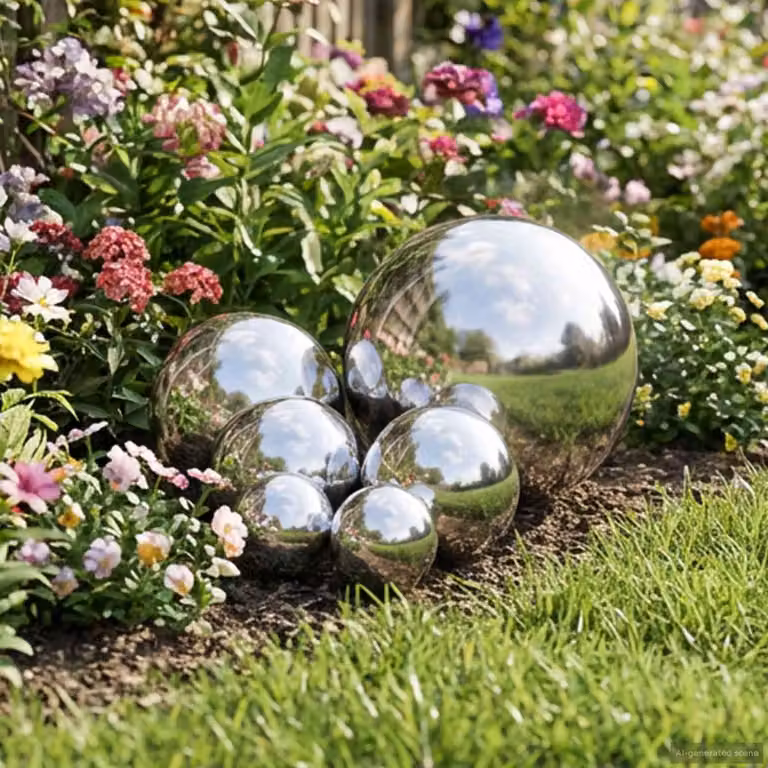 Set di 6 palle a specchio decorative vidaXL in acciaio inossidabile argento, diametro: 15 cm