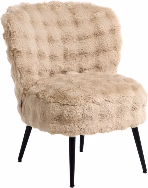 Poltrona moderna Beliani in tessuto beige con design a vasca e gambe in metallo per soggiorno e camera da letto