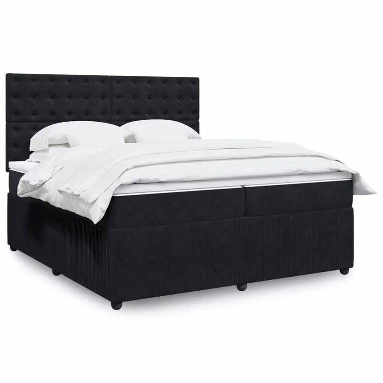Maison Exclusive - Giroletto a Molle con Materasso Nero 200x200 cm in Velluto